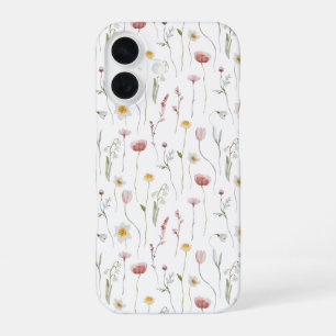 Stoffige Roze Waterverf Wilde Bloem iPhone 16 Hoesje
