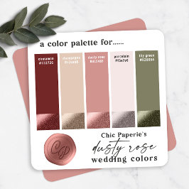 Stoffige Roze Wijn & Blush Huwelijkskleur Paletkaa Kaart