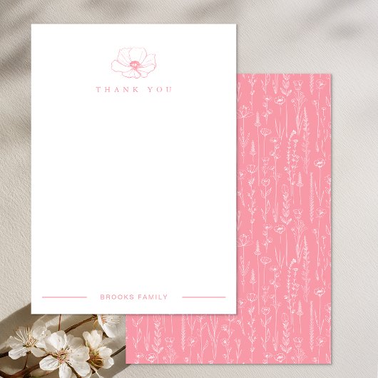 Stoffige Roze Wilde Bloem Baby Shower Bedankt