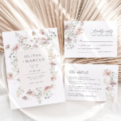 Stoffige Roze Wilde Bloem Bruiloft Uitnodiging