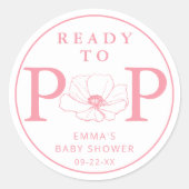 Stoffige Roze Wilde Bloem Kant-en-Klaar om te Open Ronde Sticker (Voorkant)