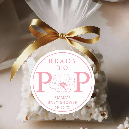 Stoffige Roze Wilde Bloem Kant-en-Klaar om te Open Ronde Sticker