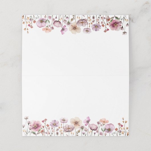Stoffige Roze Wilde Bloem Plaatskaartjes – Boho Wa (Buitenkant ongevouwen)