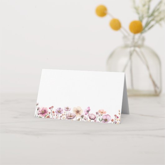 Stoffige Roze Wilde Bloem Plaatskaartjes – Boho Wa (Voorkant)