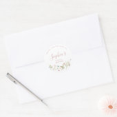 Stoffige Roze Wilde Bloem Rustieke Boho Bruidsdouc Ronde Sticker (Envelop)