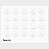 Stoffige Roze Wilde Bloem Rustieke Boho Bruiloftsf Ronde Sticker (Vel)