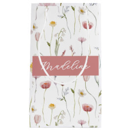 Stoffige Roze Wilde Bloem Waterverf Monogram Klein Cadeauzakje