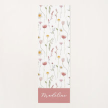 Stoffige Roze Wilde Bloem Waterverf Monogram Naam