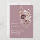 Stoffige Roze Wilde Bloemen Bruiloft Kaart (Voorkant)