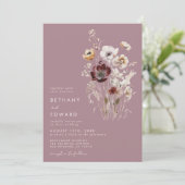 Stoffige Roze Wilde Bloemen Bruiloft Kaart (Staand voorkant)