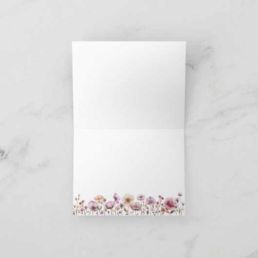 Stoffige Roze Wildflower Dankjewel Card – Boho Flo Bedankkaart (Binnen)