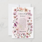 Stoffige Roze Wildflower Dankjewel Card – Boho Wat Bedankkaart (Voorkant)