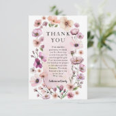 Stoffige Roze Wildflower Dankjewel Card – Boho Wat Bedankkaart (Staand voorkant)