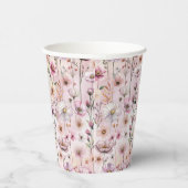 Stoffige Roze Wildflower Party Cups – Boho Waterve Papieren Bekers (Rechts)