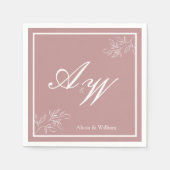Stoffige Roze & Wit Aangepaste Bruiloft Servetten (Voorkant)