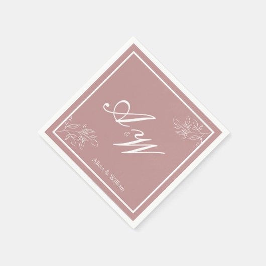 Stoffige Roze & Wit Aangepaste Bruiloft Servetten (Hoek)