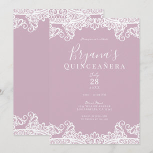 Stoffige Roze Witte Kant Elegant Quinceañera Feest Kaart