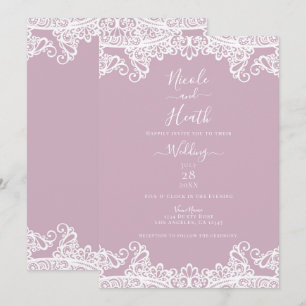 Stoffige Roze & Witte Kant Elegante Trouwdag Kaart