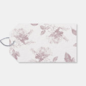 Stoffige Roze Witte Rozen Bloemstuk Bedankt Trouwf Cadeaulabel (Achterkant Horizontaal)