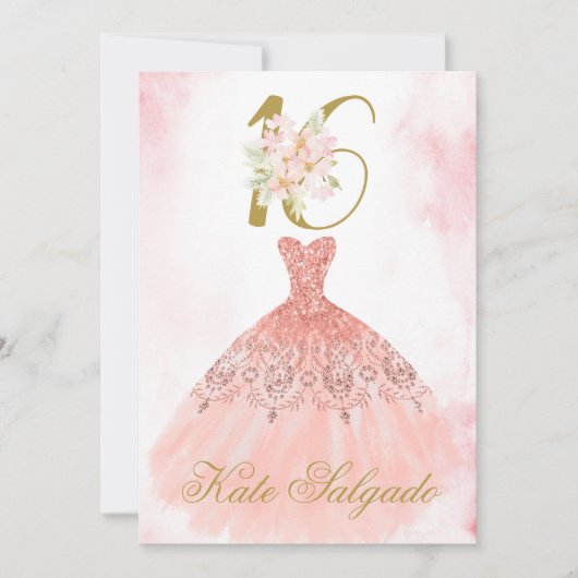 Stoffige roze zoete 16 uitnodiging (Voorkant)