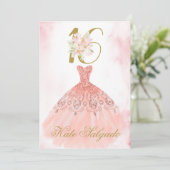 Stoffige roze zoete 16 uitnodiging (Staand voorkant)