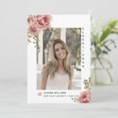 Stoffige rozen bloemen Klasse van 2025 afstuderen  Aankondiging (Staand voorkant)