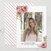 Stoffige rozen bloemen Klasse van 2025 afstuderen  Aankondiging (Voorkant / Achterkant)