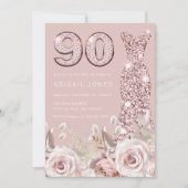 Stoffige Rozen Blush Gown Elegant 90ste Verjaardag Kaart (Voorkant)