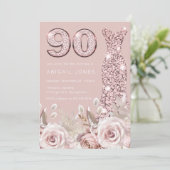 Stoffige Rozen Blush Gown Elegant 90ste Verjaardag Kaart (Staand voorkant)