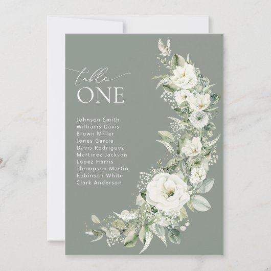 Stoffige Sage Groene Tafel Zitting Grafiek Kaart (Voorkant)