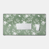 Stoffige Salie Bloemen Groene Bloem Greenery Patro Bureaumat (Keyboard & Muis)