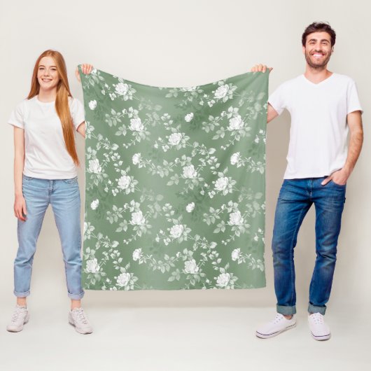 Stoffige Salie Bloemen Groene Bloem Greenery Patro Fleece Deken (In situ)