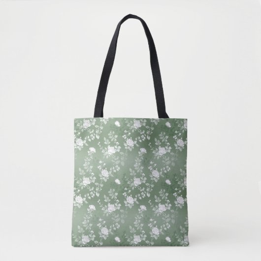 Stoffige Salie Bloemen Groene Bloem Greenery Patro Tote Bag (Voorkant)