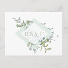 Stoffige Salie Botanische Trouw RSVP Liedverzoek Uitnodiging Briefkaart