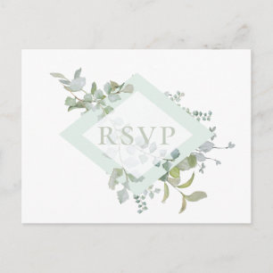 Stoffige Salie Botanische Trouw RSVP Liedverzoek Uitnodiging Briefkaart
