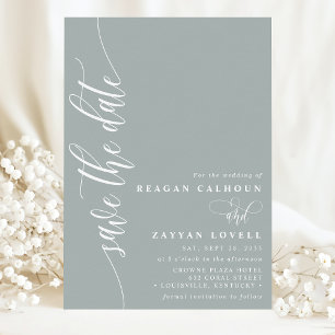 Stoffige Salie Eenvoudig Modern Schriftelijke Kenn Save The Date