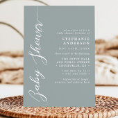 Stoffige Salie Eenvoudige Moderne Script Baby Show Kaart