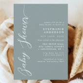 Stoffige Salie Eenvoudige Moderne Script Baby Show Kaart