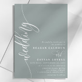 Stoffige Salie Elegant Calligrafie Script Bruiloft Kaart