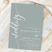 Stoffige Salie Elegant Calligrafie Script Bruiloft Kaart