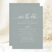 Stoffige salie Elegante kalligrafie Bewaar de datu Save The Date