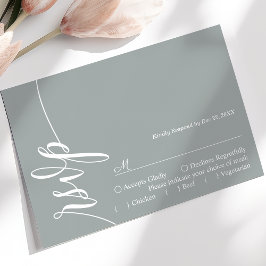 Stoffige Salie Elegante Kalligrafie Huwelijks RSVP Kaartje