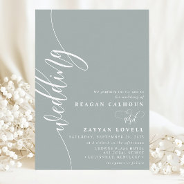 Stoffige Salie Elegante Kalligrafie Script Bruilof Kaart