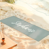 Stoffige Salie Groen Aangepaste Naam Eenvoudig Yogamat