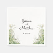 Stoffige salie groene bloemen bruiloft servet (Voorkant)