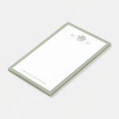 Stoffige Salie Groene Lotus Monogram Post-it® Notes (Schuin)