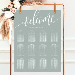 Stoffige Salie Minimalistische Trouw Stoelenkaart Poster