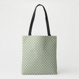 Stoffige Salie Stip Tote Tas | Retro Schoudertas