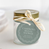 stoffige salie | Wavy Scallop Border Vrijgezellenf Bedankjes Labels