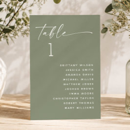 Stoffige saliegroene minimalistische trouwzaalstoe kaart